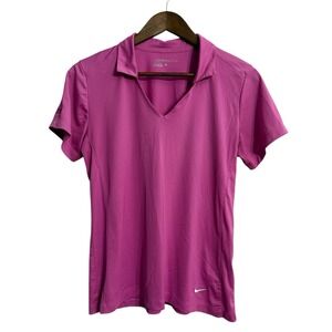 Nike golf polo womens large pink dri-fit v-neck preppy tennis prep feminine sexy
